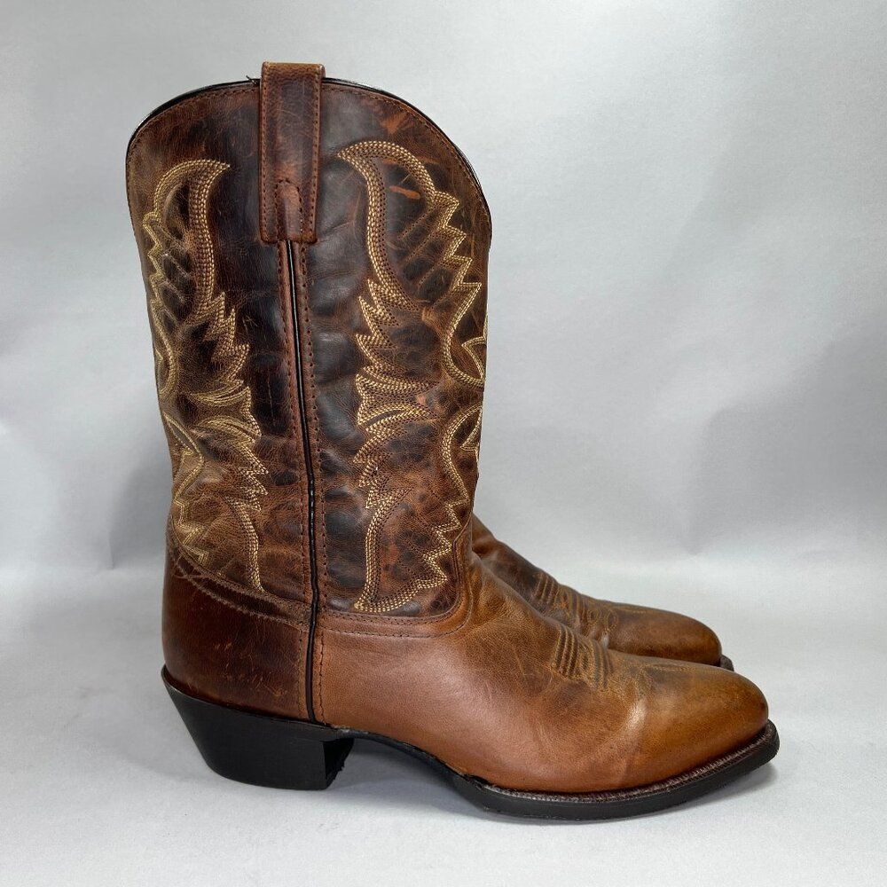 Laredo Birchwood Cowboy Boots Men's Size 12 Embroidered Round‎ Toe Western Boots